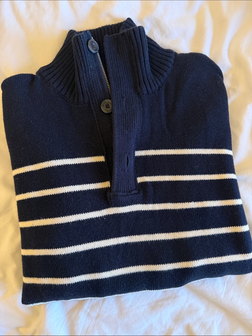 American Eagle Navy Striped Half-Zip Men's Sweater